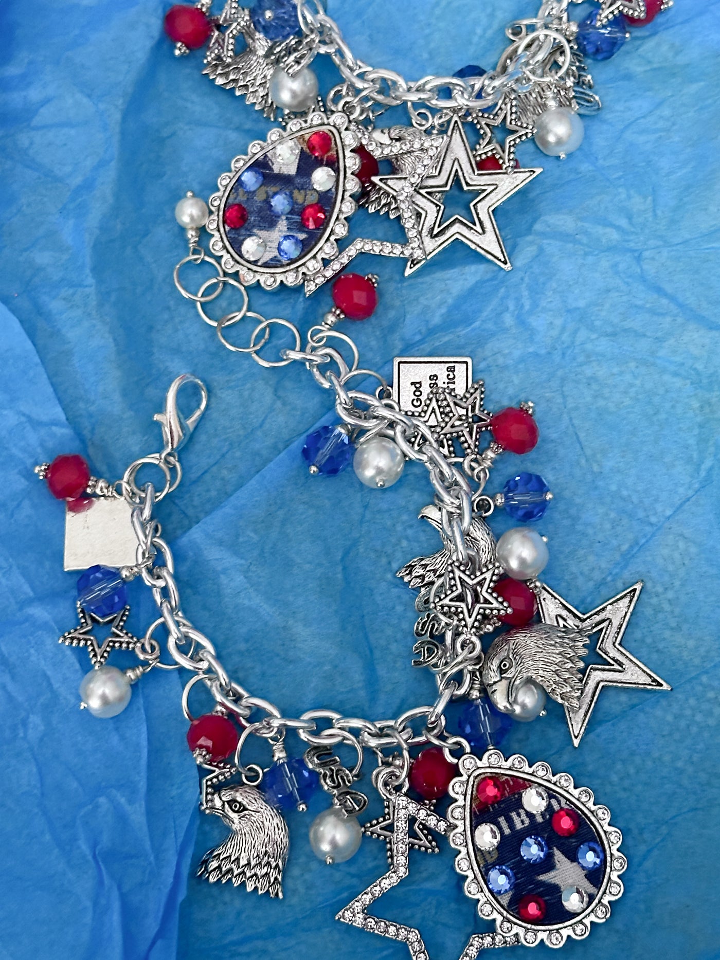 Patriotic Silver Charm Bracelet