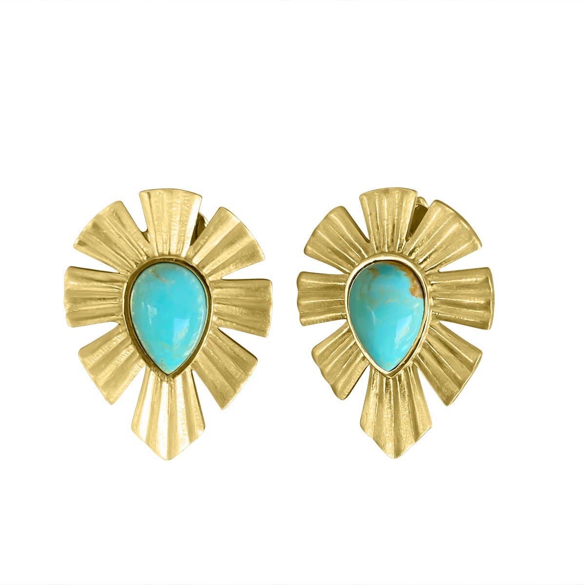 Turquoise Gold & Bold Stud Earrings