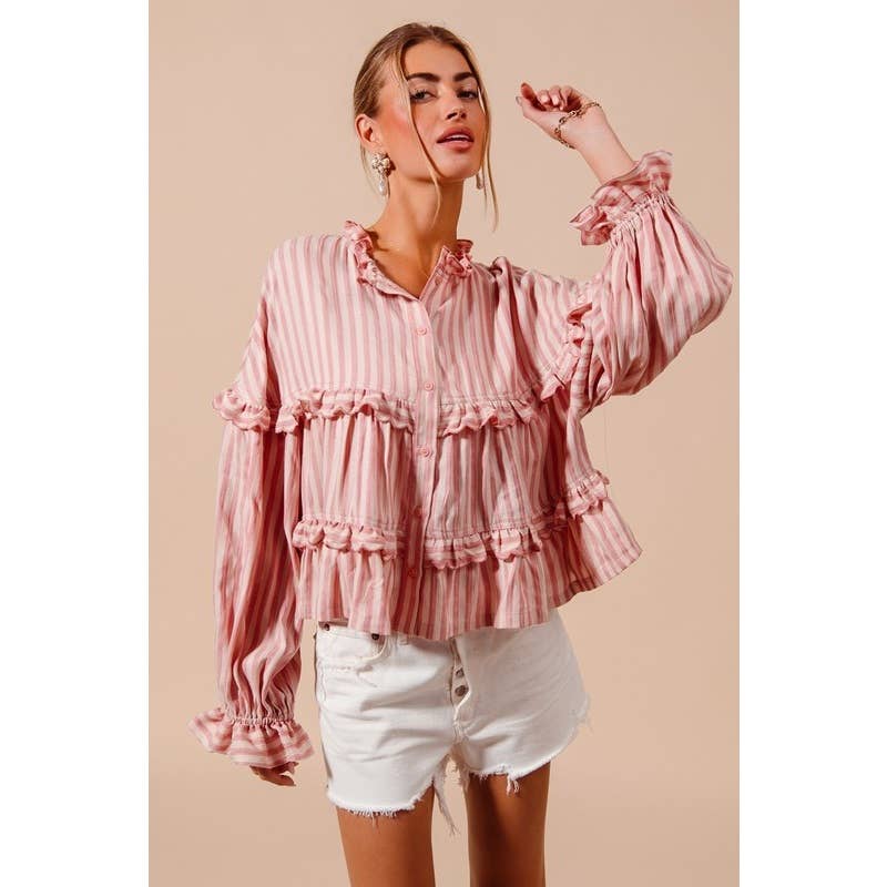 Fuchsia STRIPE REVERSIBLE FLOWY TOP