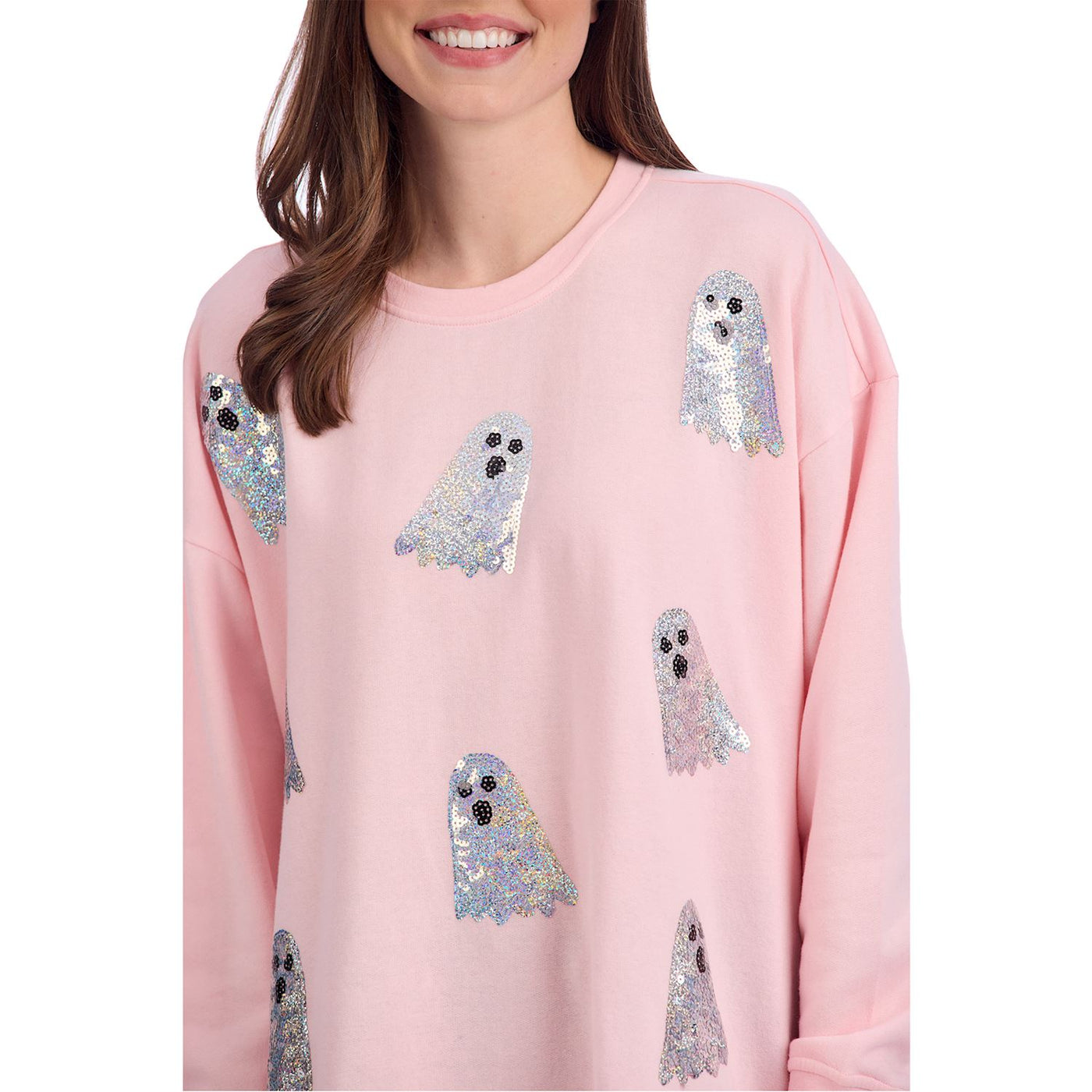 Ladies Ghost Sparkle Pink Sweatshirt
