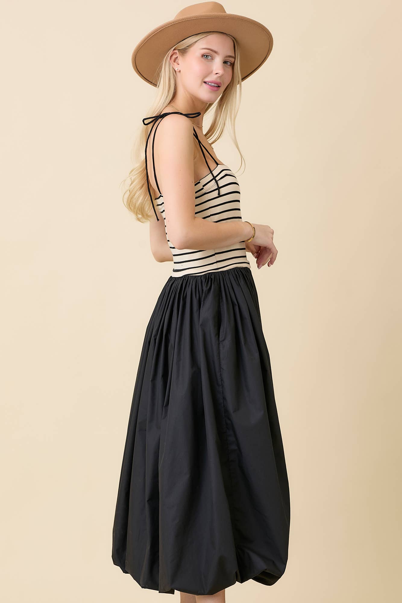 Knit and Woven Black Bubble Dress