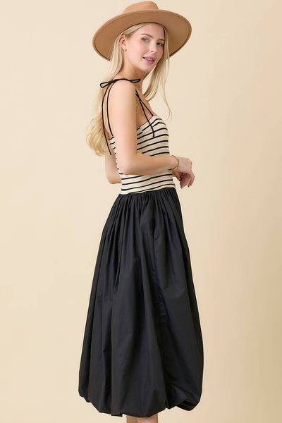 Knit and Woven Black Bubble Dress