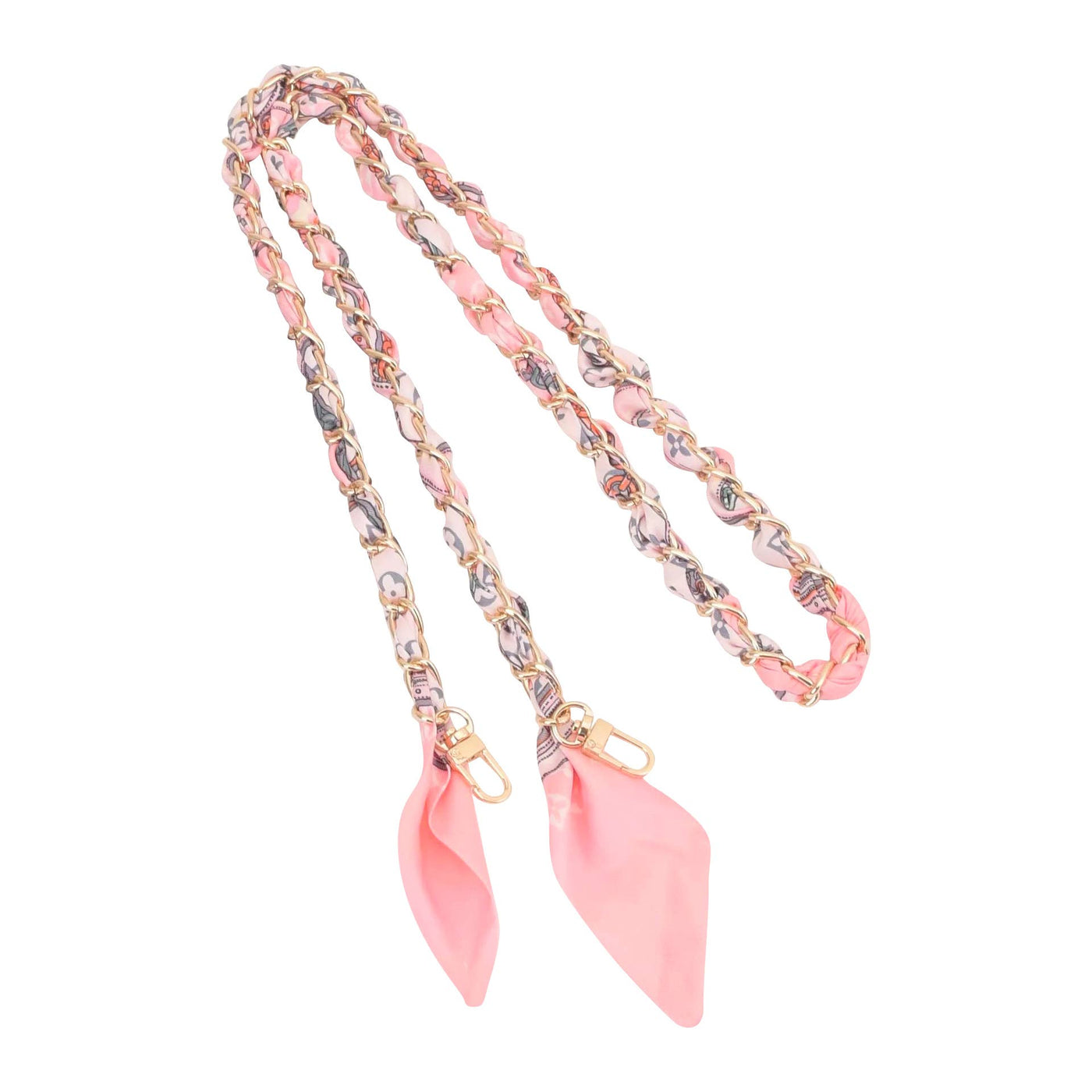 Gold Phone Chain with Scarf Light Pink