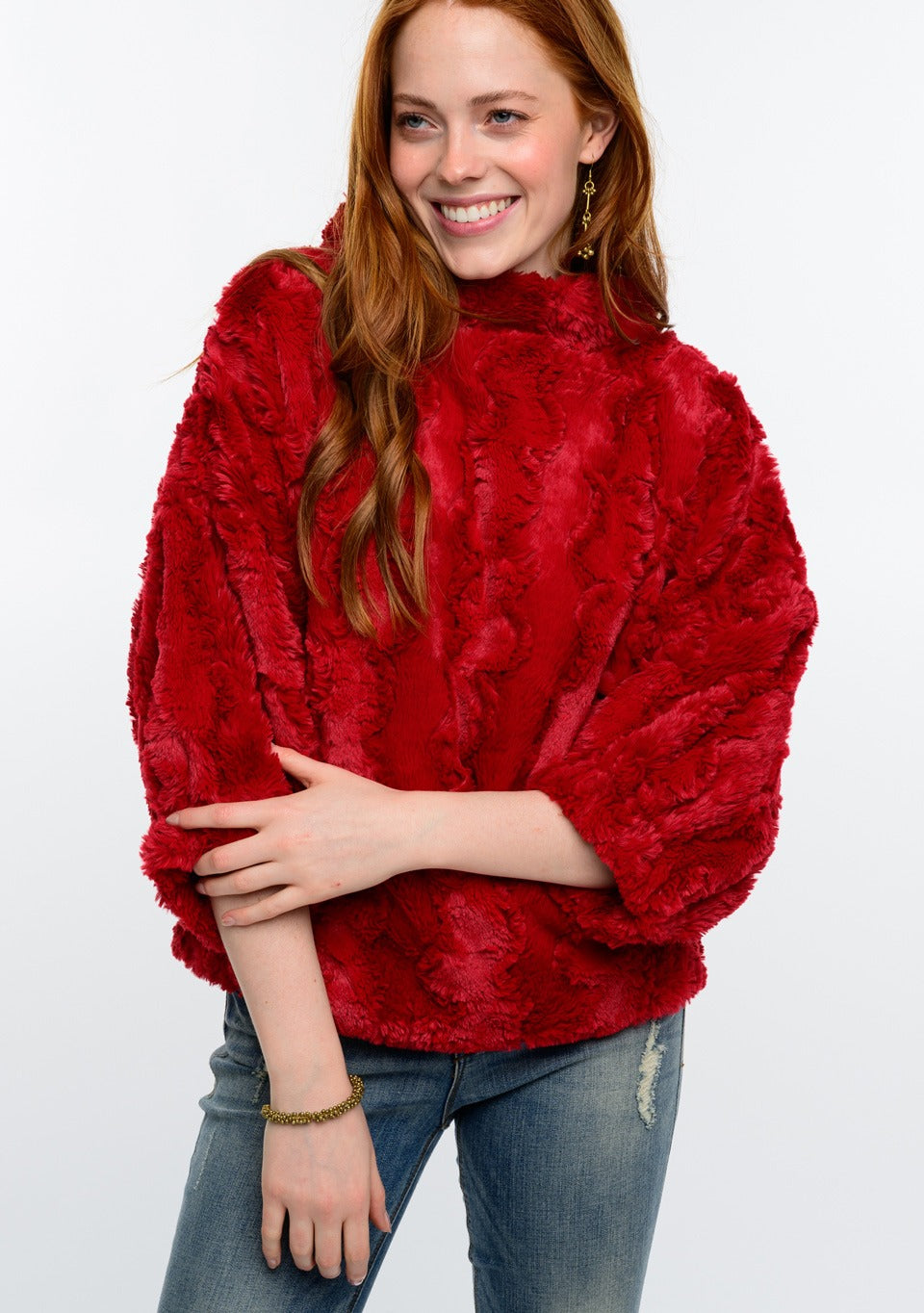 Red Faux Fur Popover