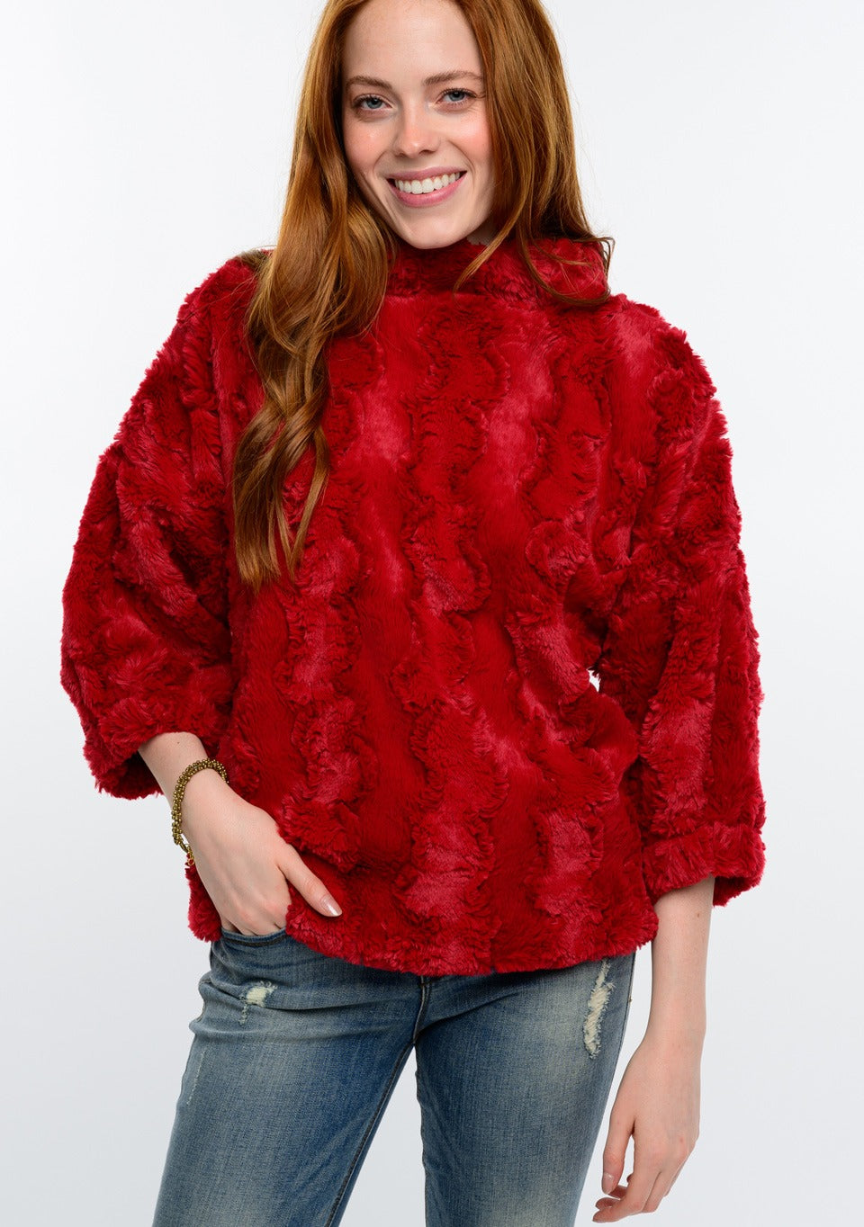 Red Faux Fur Popover