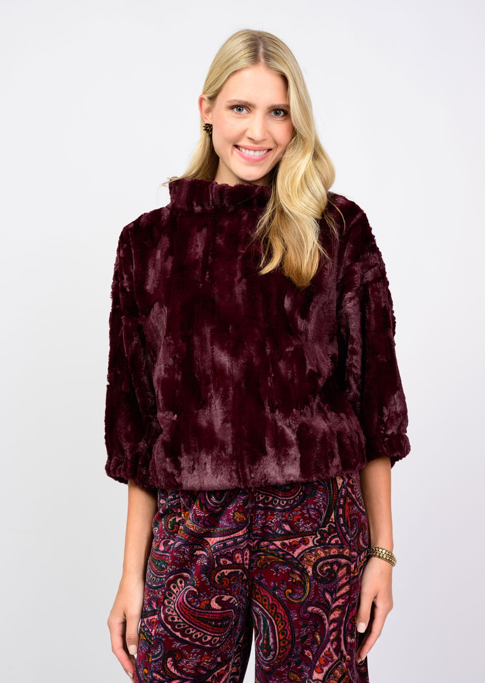 Wine Faux Fur Popover