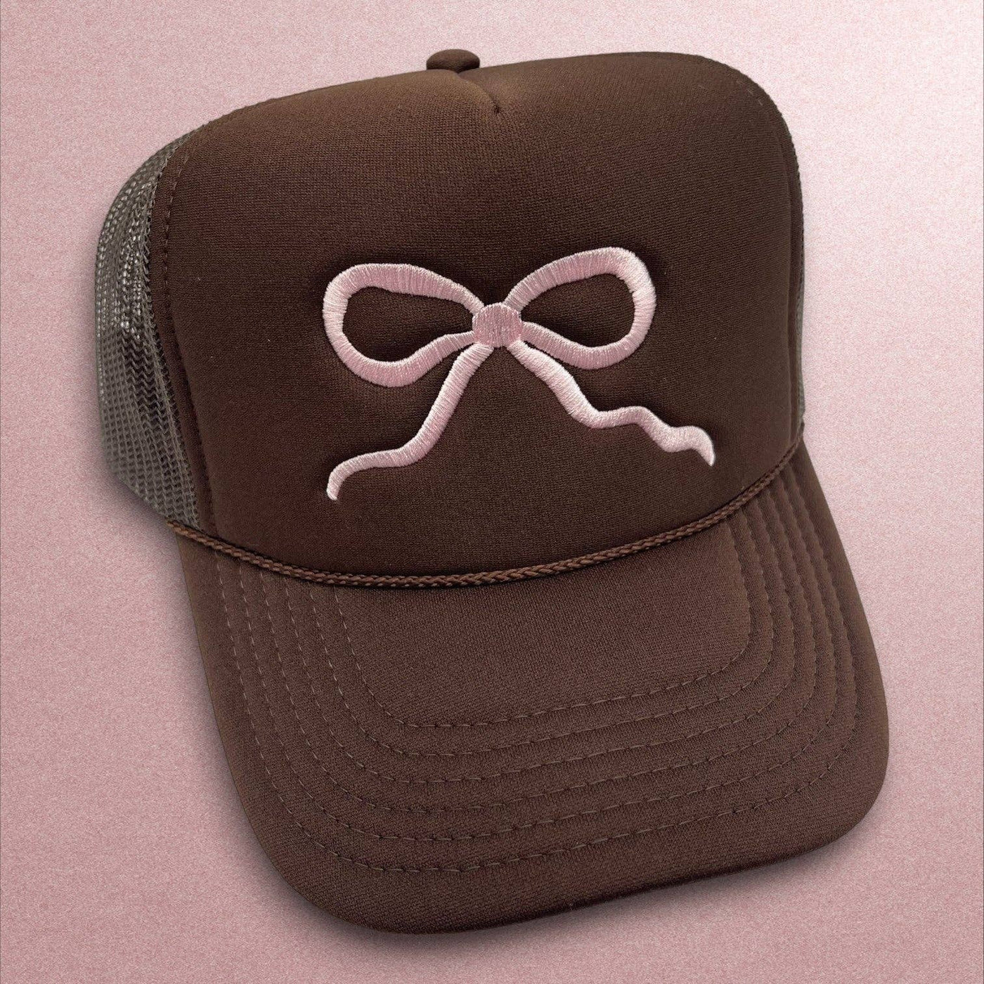 Pink Bow Brown Trucker Hat