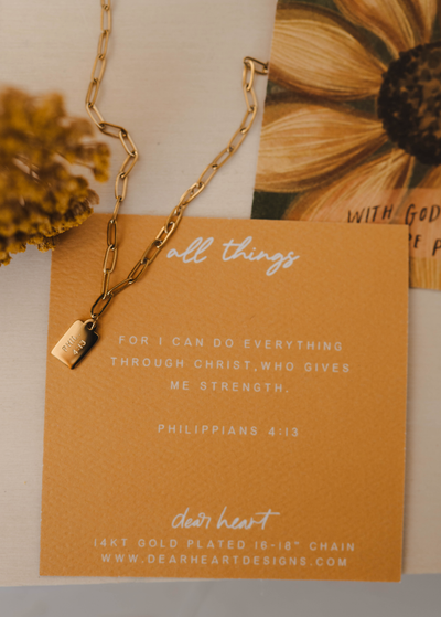 All Things through Christ Mini Tag Necklace