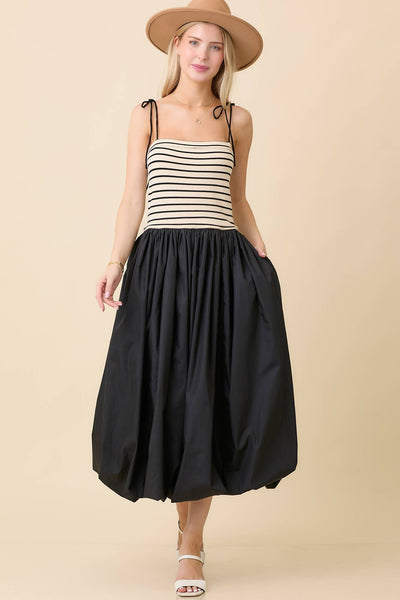 Knit and Woven Black Bubble Dress