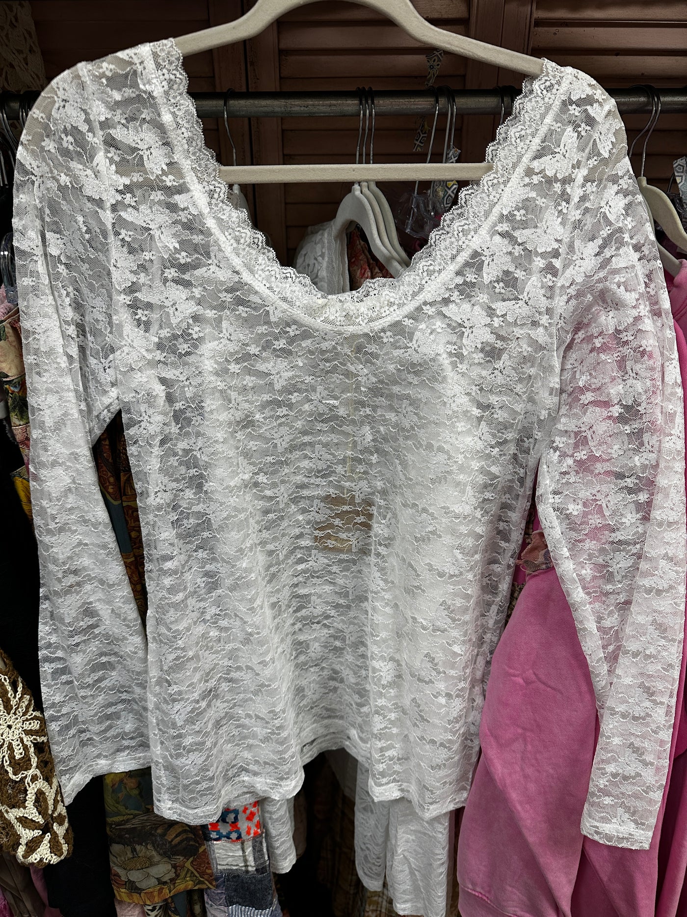 Off White Pink Lace Layer