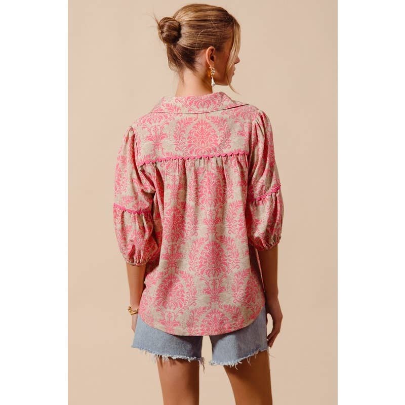 Pink and Tan PRINTED TOP