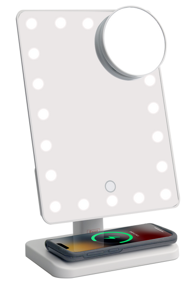 Glam Studio Vanity Mirror and Bluetooth Speaker-White