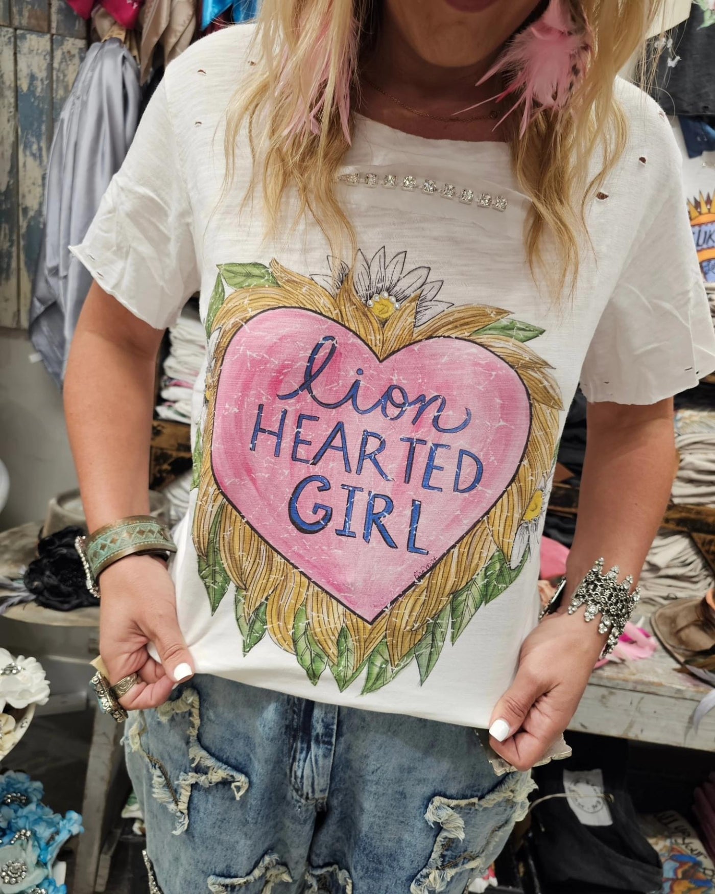 Lion Hearted Girl Tattered Tee