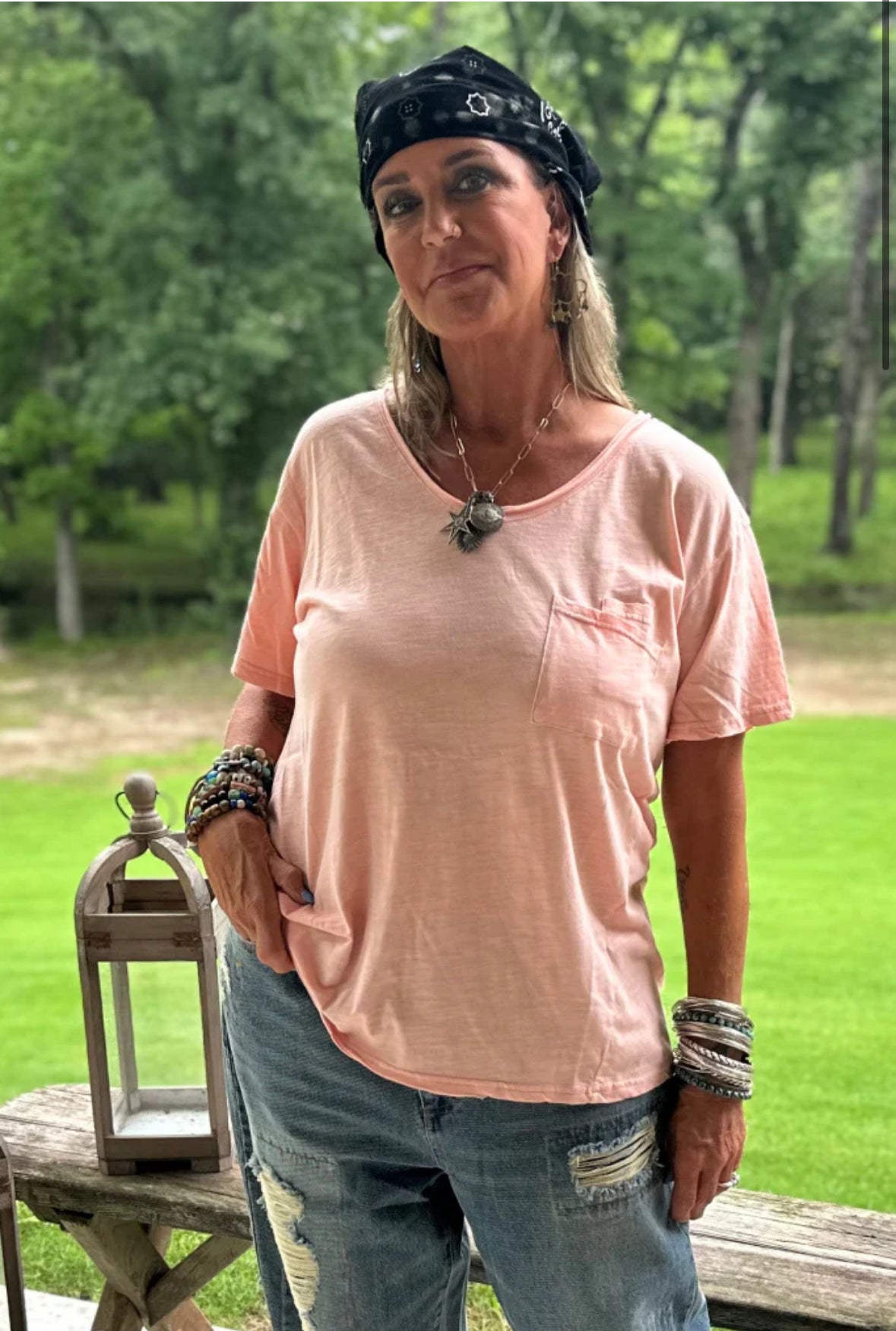 Moon Dance V-Neck Tee in Blush Moon Dance V-Neck Tee in Blush