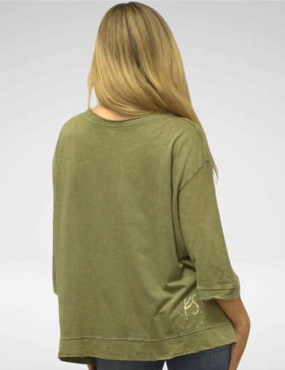 Bea "Wild & Free" Army Green Tee