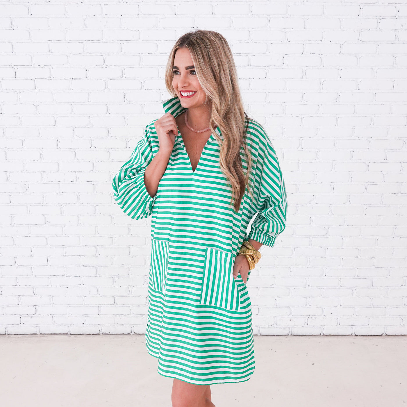 Green Stripe Betsy Dress