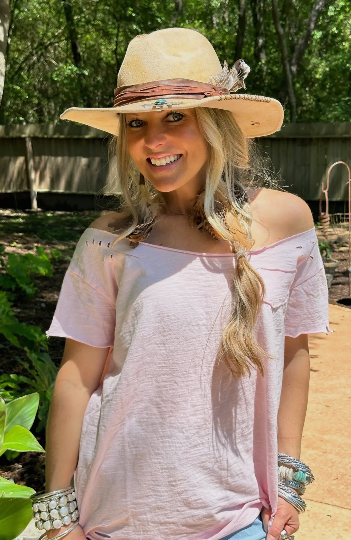 Light Pink Ripped Tee