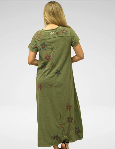 Carmen Army Green “Star” Maxi Dress