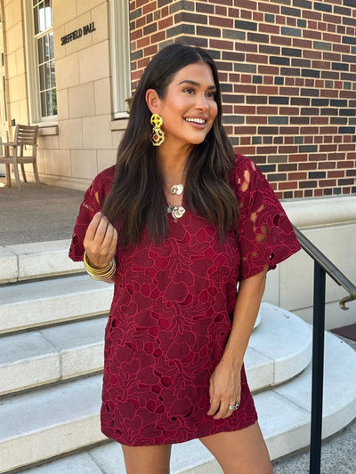 Lulu Short Sleeve Ruby Mini Caftan