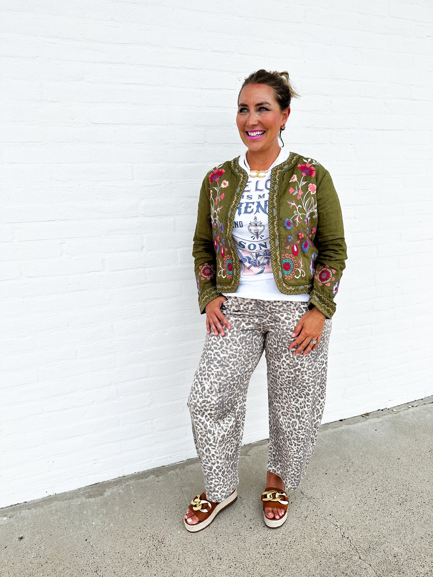 GLORIA Olive Martini LINEN BOLERO JACKET