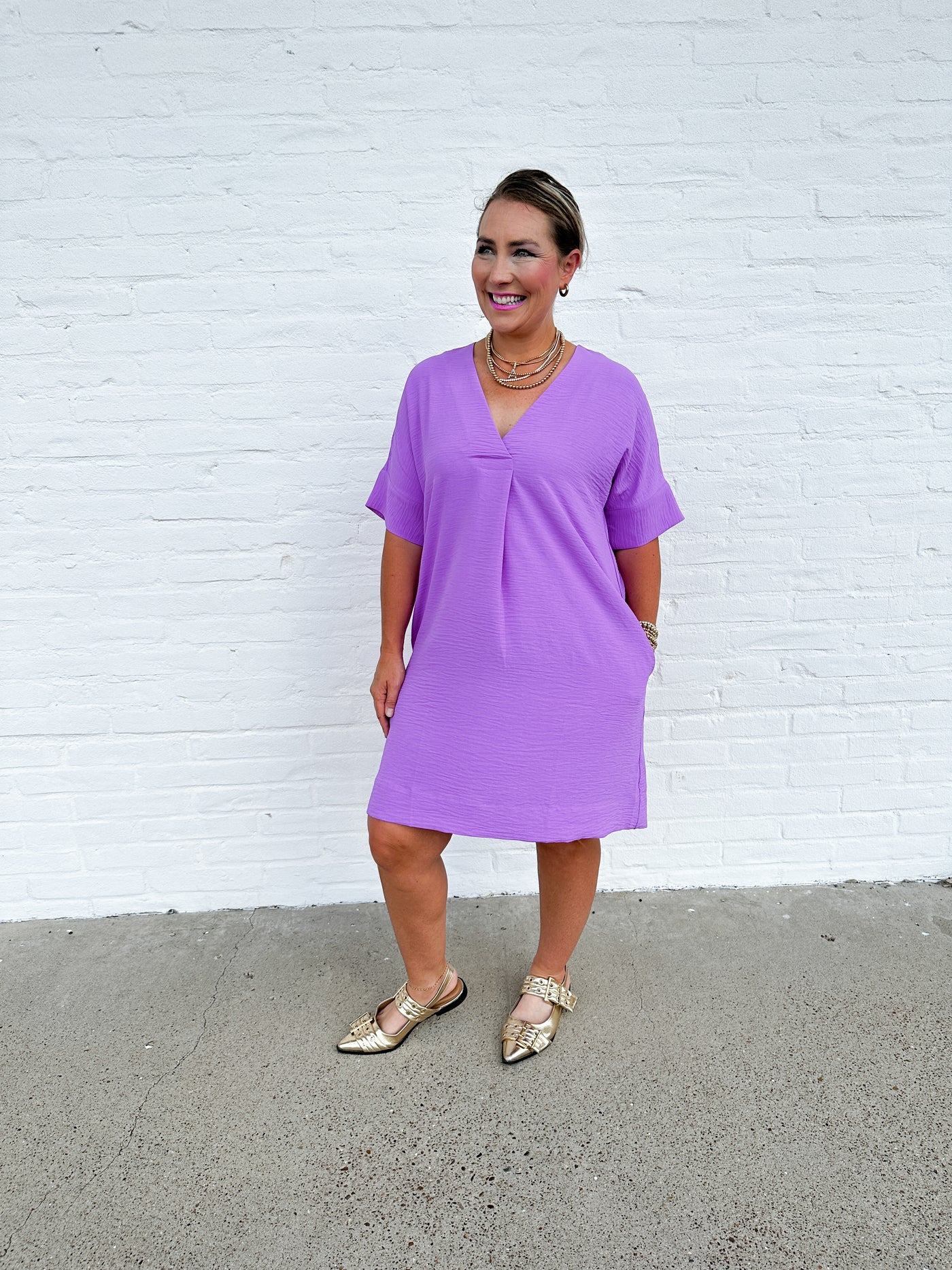 Orchid Popover Dolman Dress