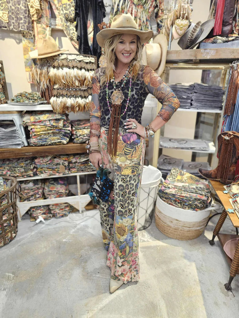Leopard, Bees & Flowers Garden Pants