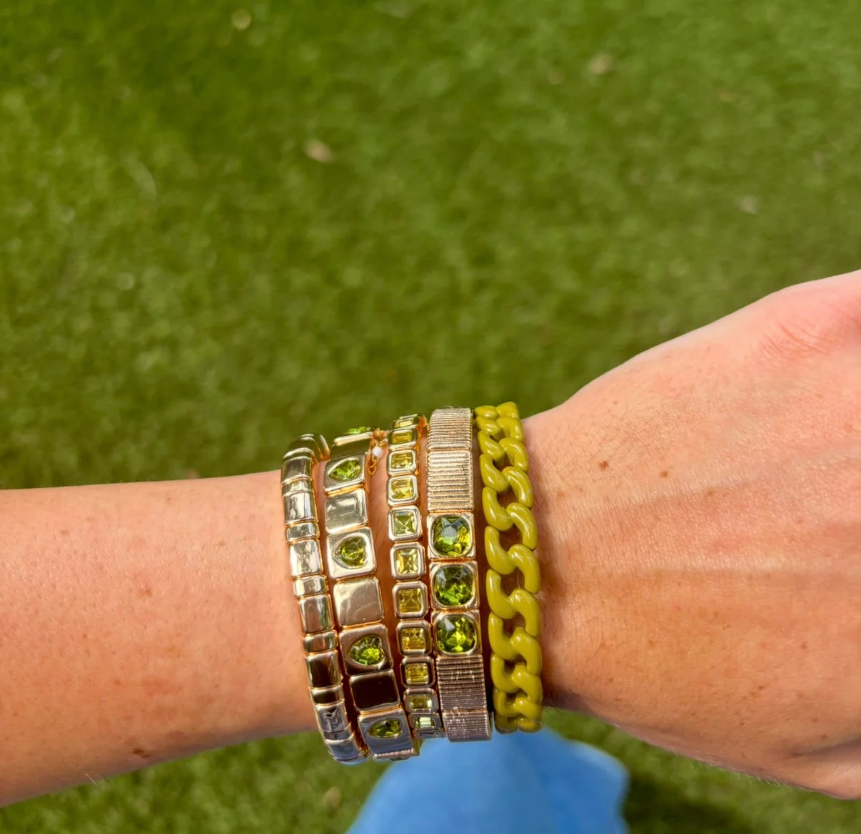 Lime Mini Square Gem Bracelet