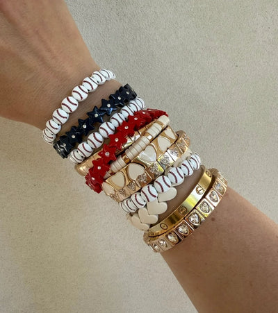 Red and White Baseball Bracelet