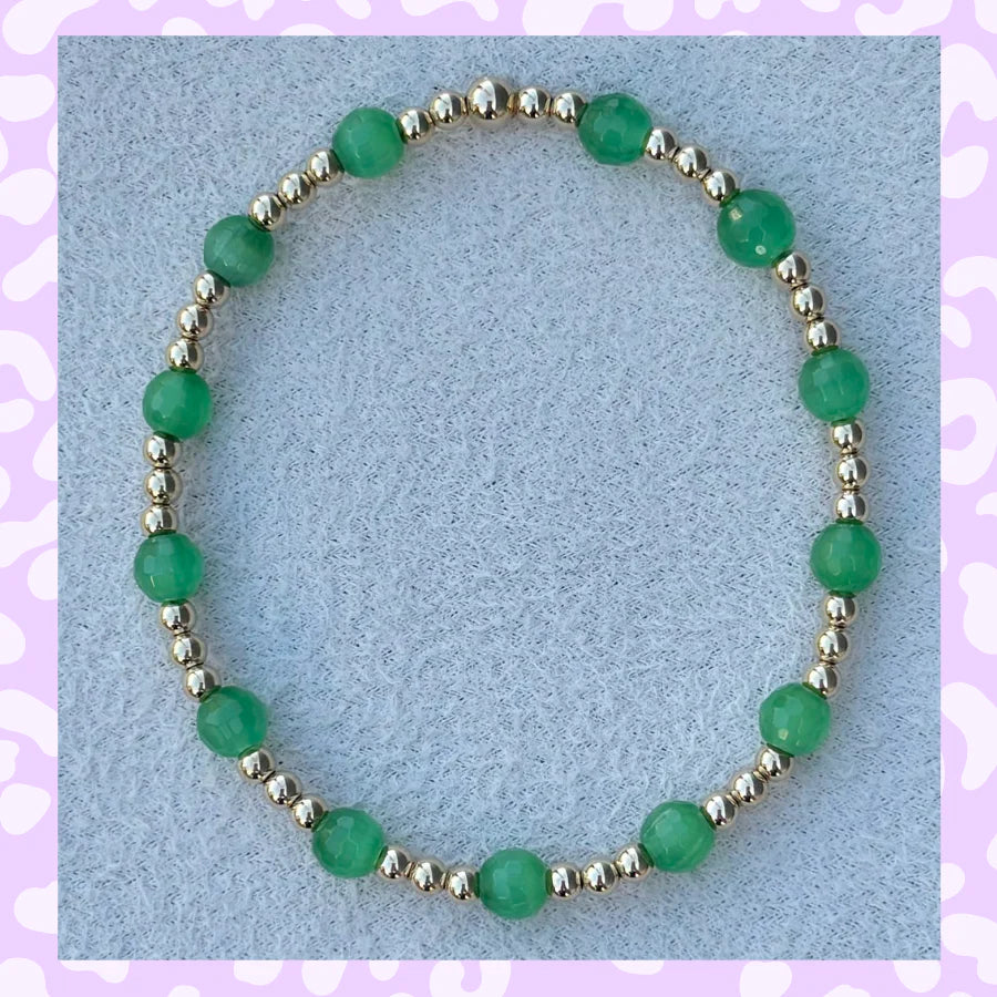 Gold & Pistachio Bunny Cat's Eye Bracelet