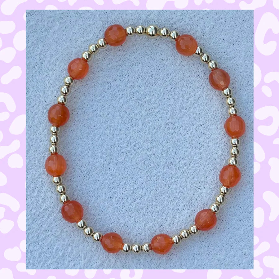 Gold & Tangerine Bunny Cat's Eye Bracelet