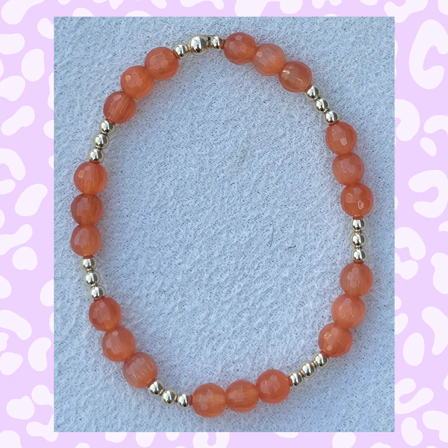 Gold & Tangerine Daisy Cat's Eye Bracelet