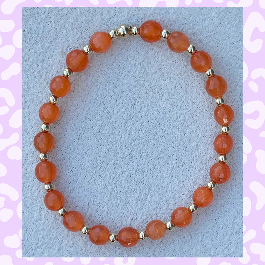 Gold & Tangerine Queenie Cat's Eye Bracelet