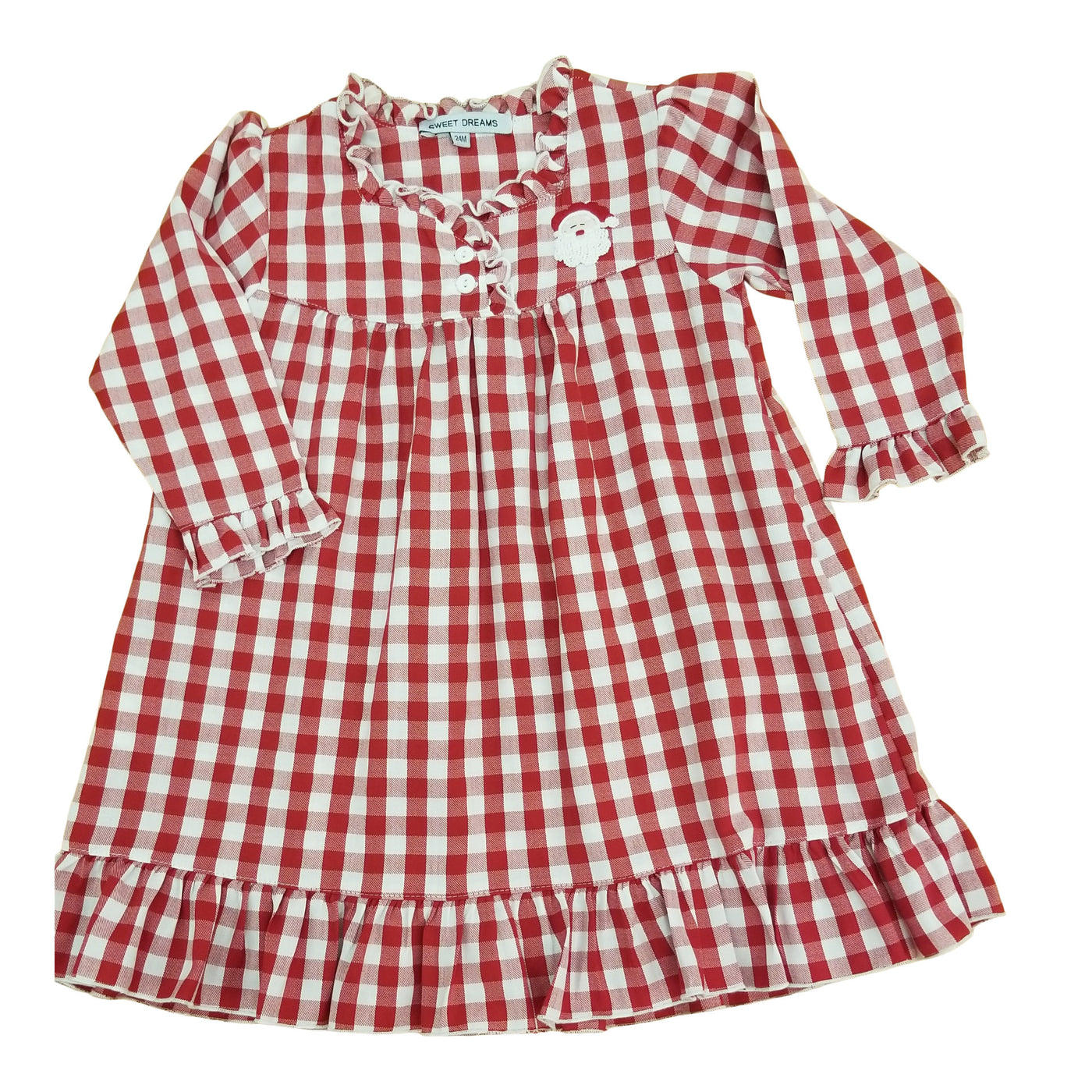 RED GINGHAM EMBORIDERED SANTA GOWN