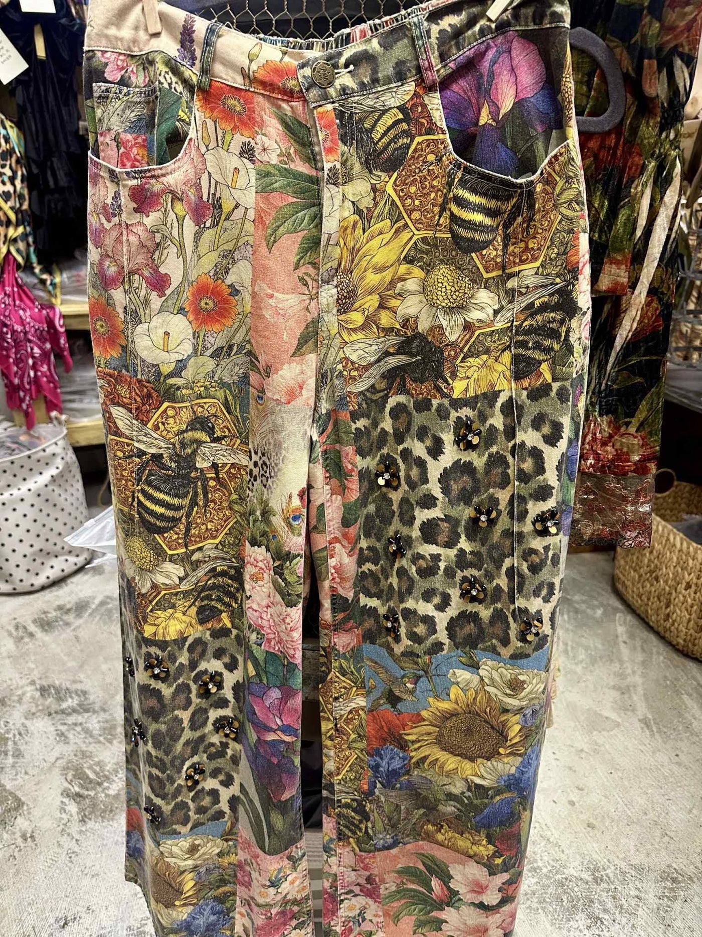 Leopard, Bees & Flowers Garden Pants