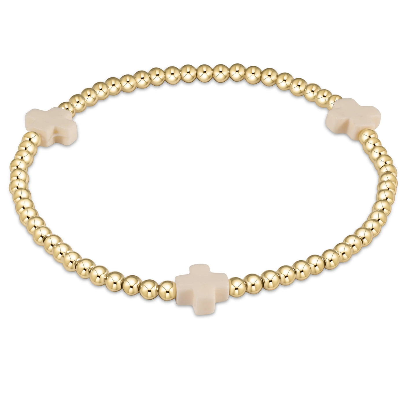 Enewton signature cross gold pattern 3mm bead bracelet - off-white