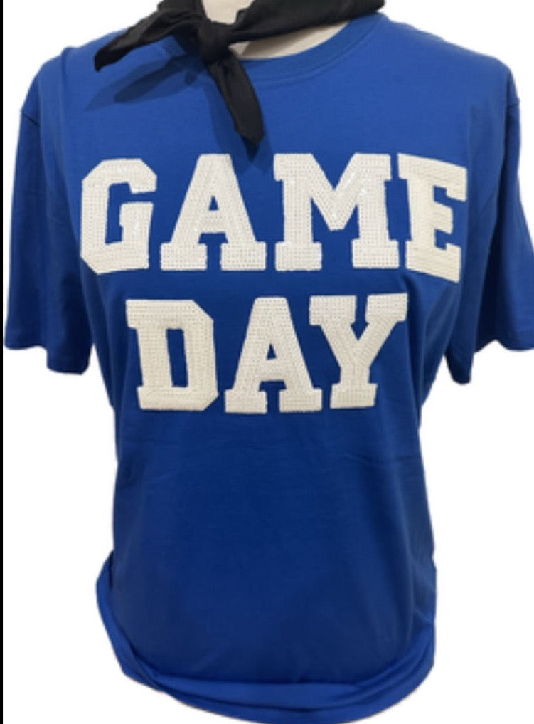 Blue Game Day Sequin Tee