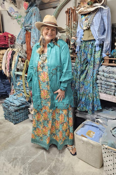 Teal Floral Dress