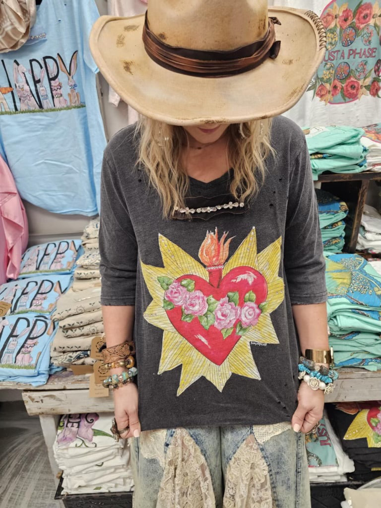 Blazing Heart Tattered Tee