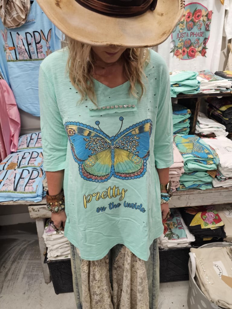 Pretty on the Inside Butterfly Tattered Tee