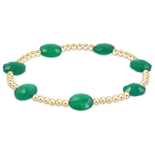 admire gold 3mm bead bracelet - green onyx