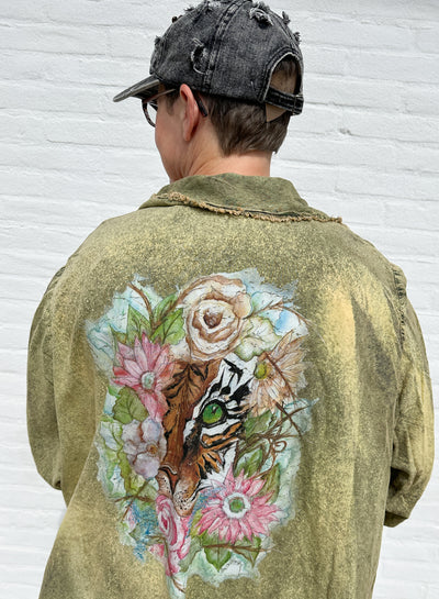 A Rare Bird Tiger Eye Floral Distressed Duster