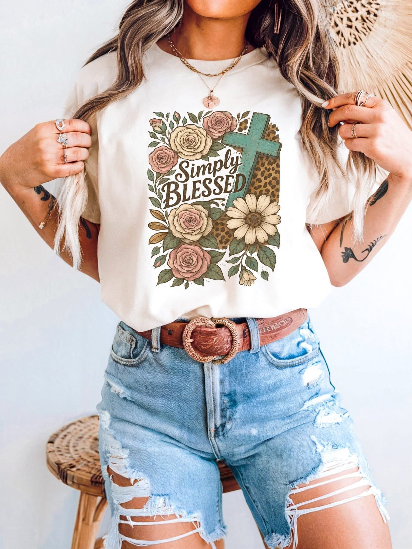 Simply Blessed Floral Leopard T-shirt
