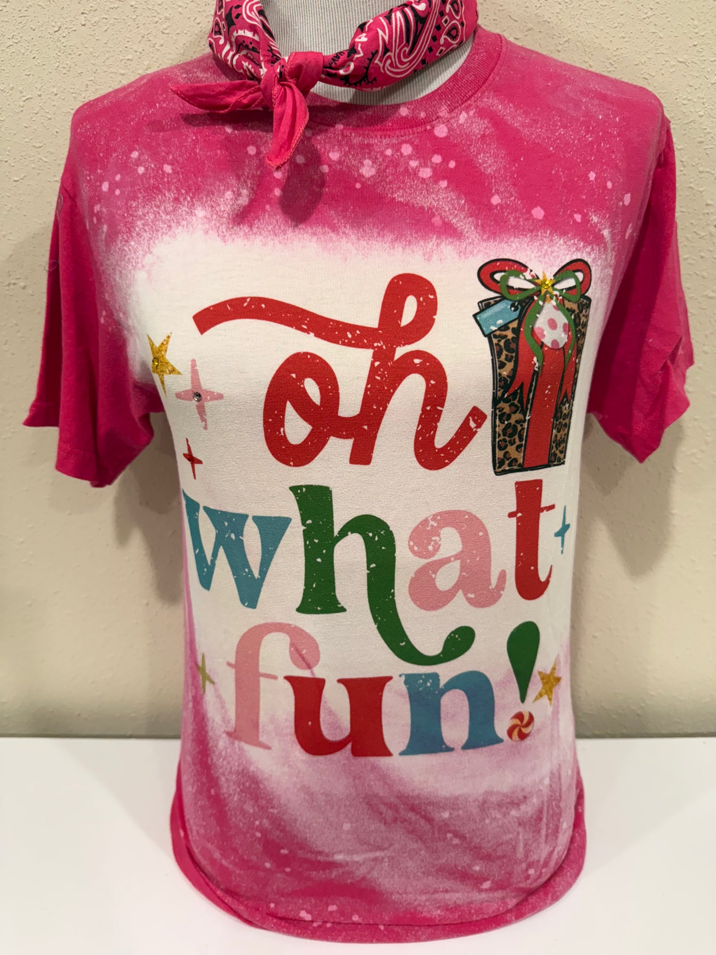 Oh What Fun Bleached Christmas T-shirt