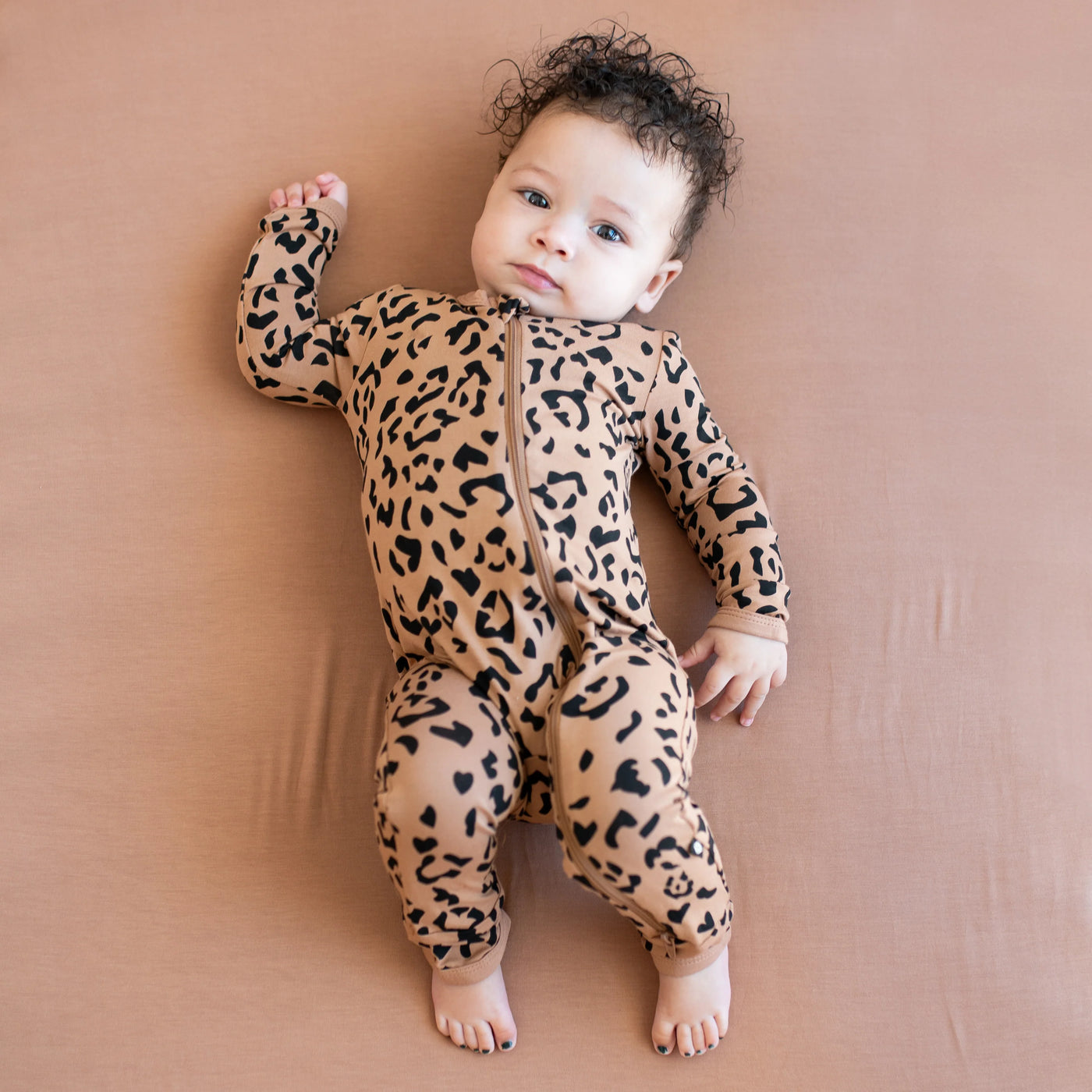 Latte Leopard Zippered Romper