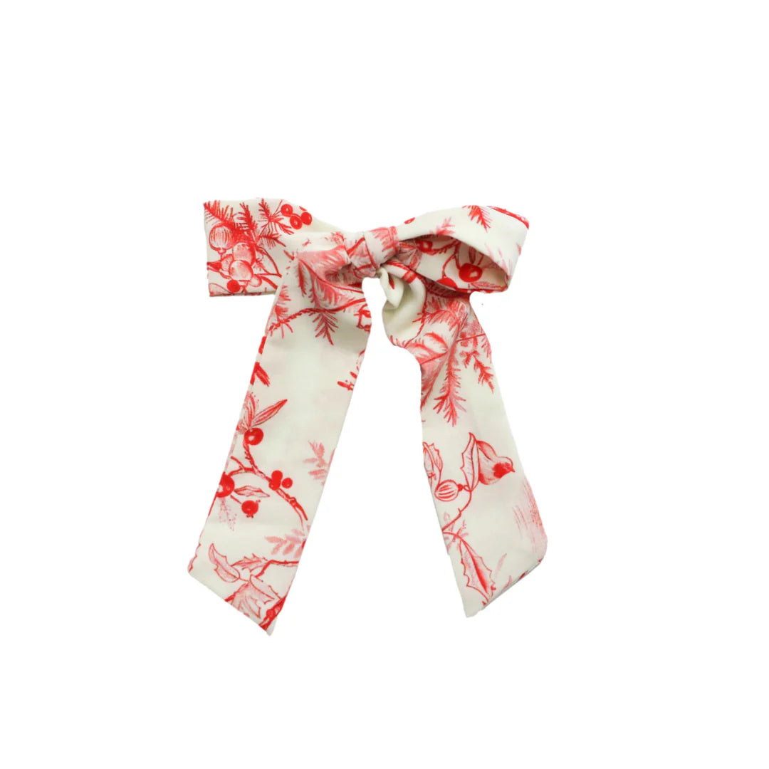 Long Tail Red Toile Bow