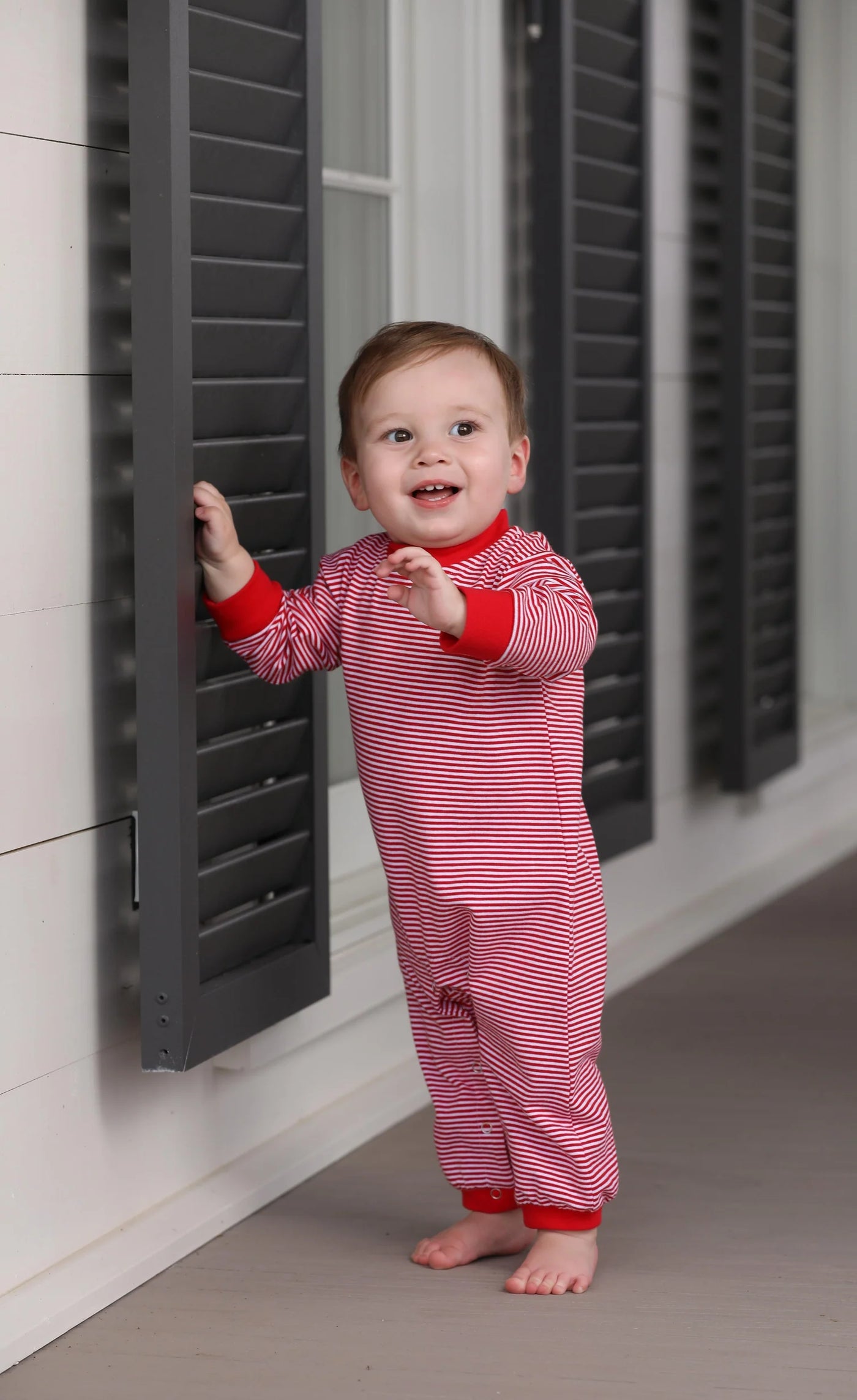 Boys Miller Romper- Red Stripe