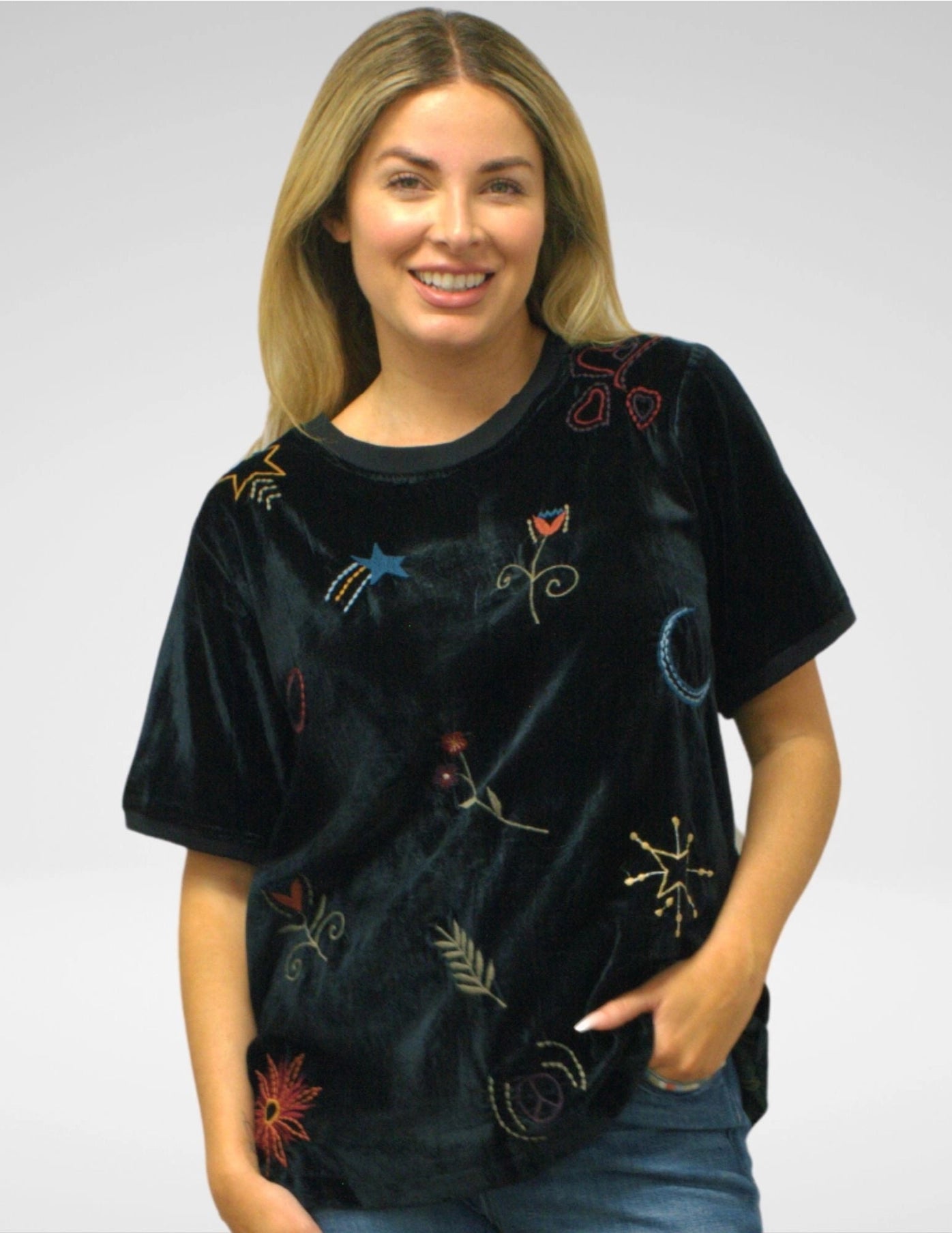 Black Odine Velvet Tee