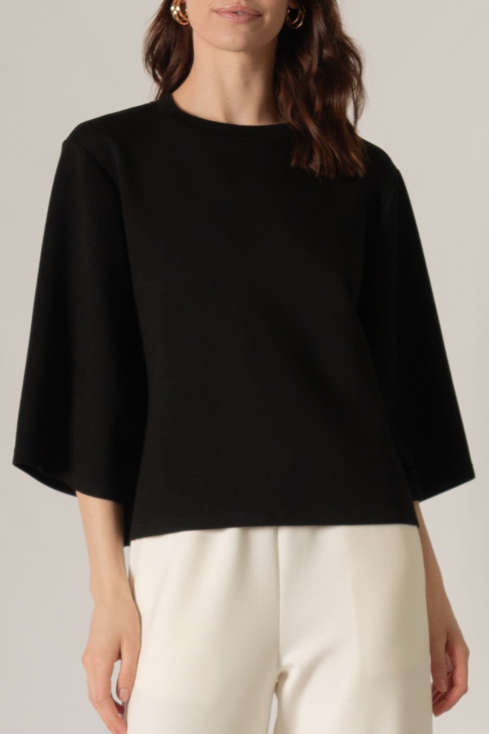 Butter Modal Black 3/4 Sleeve Top