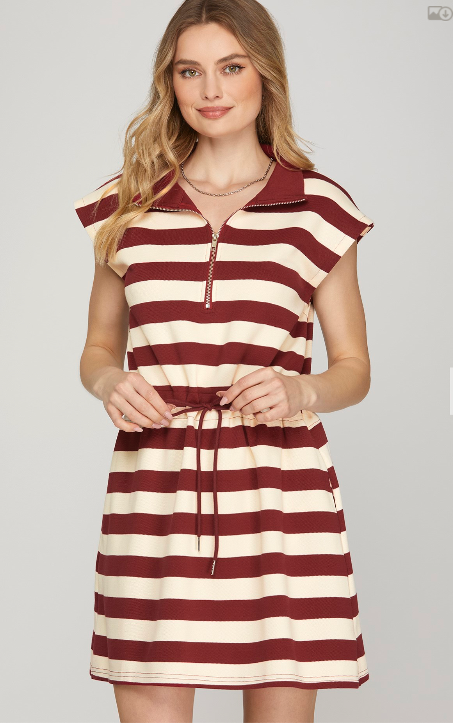 Burgundy STRIPED MINI DRESS