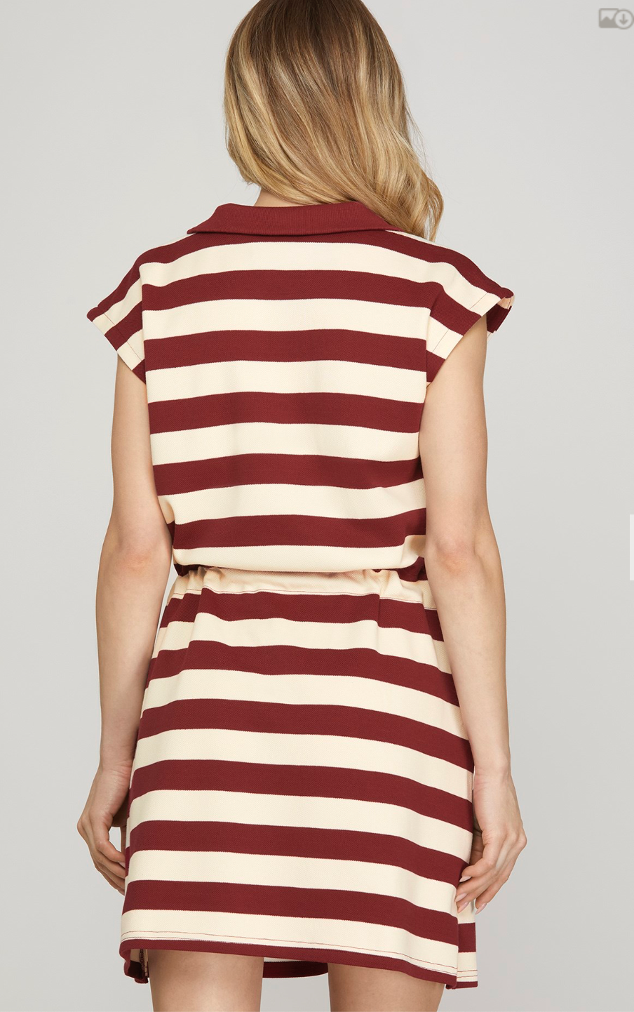 Burgundy STRIPED MINI DRESS